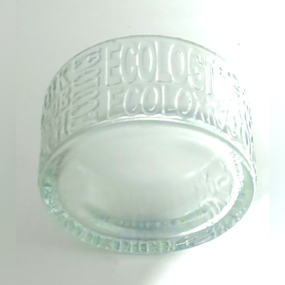 Vidreco Recycled Glass Bowl Embossed Ecologic Multi-Language Green Aqua 5x2.75” - Picture 4 of 8